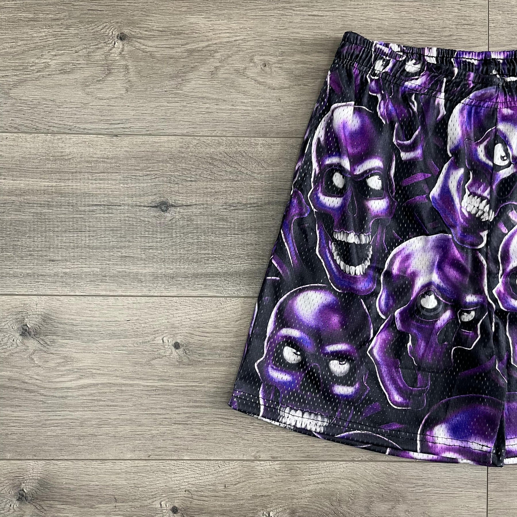 RDMCLOTHINGART tapestry hoodie PURPLE SKULL MESH SHORTS-8735