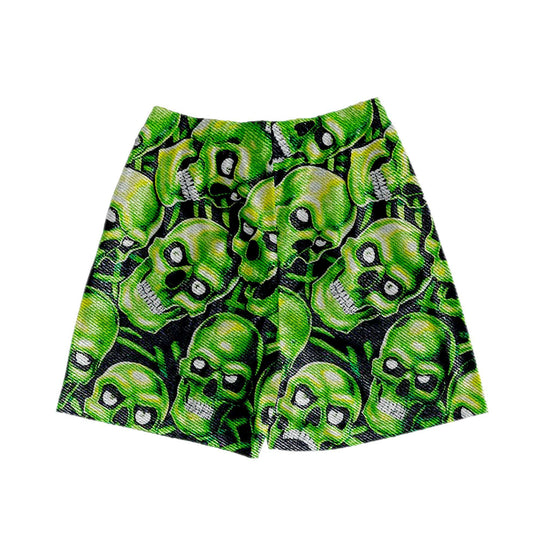 GREEN SKULL TAPESTRY SHORTS