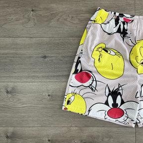 RDMCLOTHINGART tapestry hoodie TWEETY AND SYLESTER MESH SHORTS