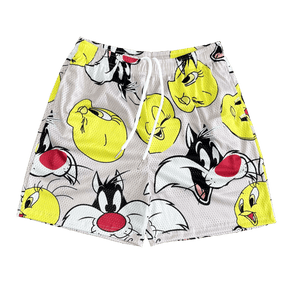 RDMCLOTHINGART tapestry hoodie TWEETY AND SYLESTER MESH SHORTS-8610