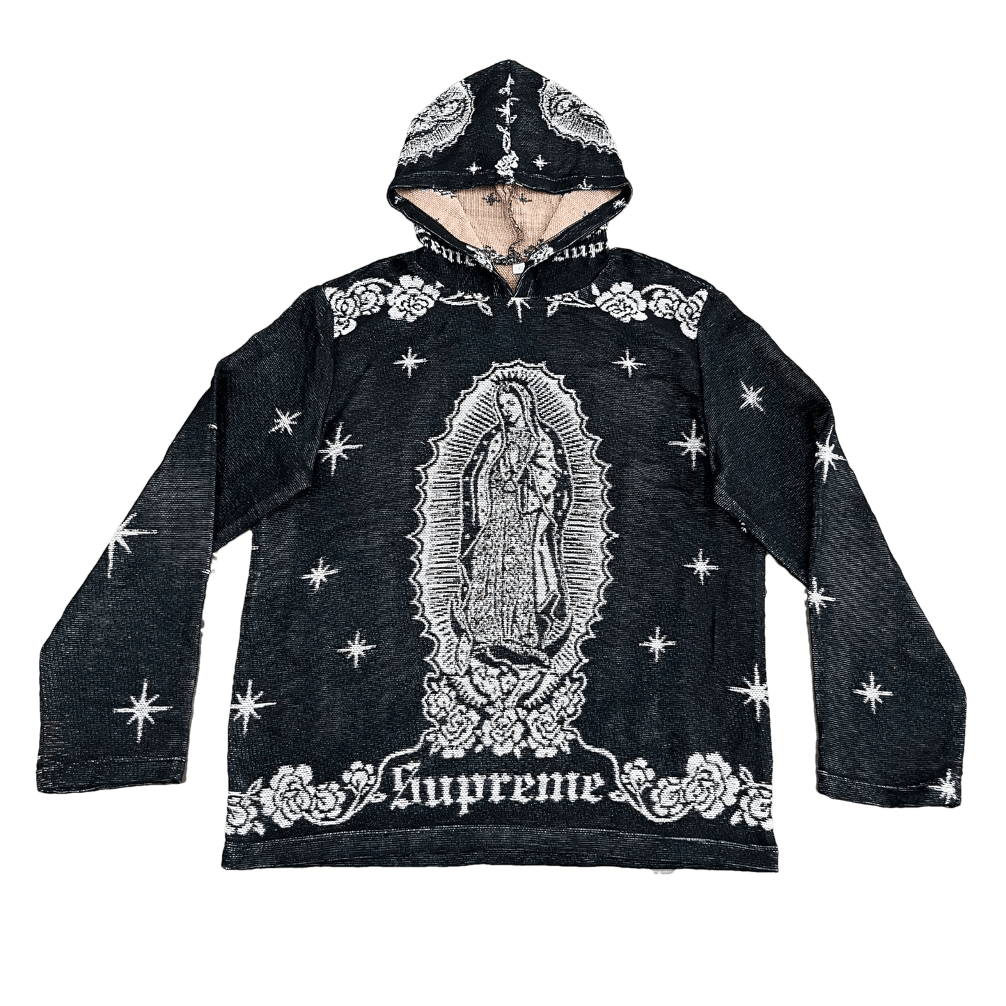 RDMCLOTHINGART tapestry hoodie VIGENCITA BLACK TAPESTRY HOODIE