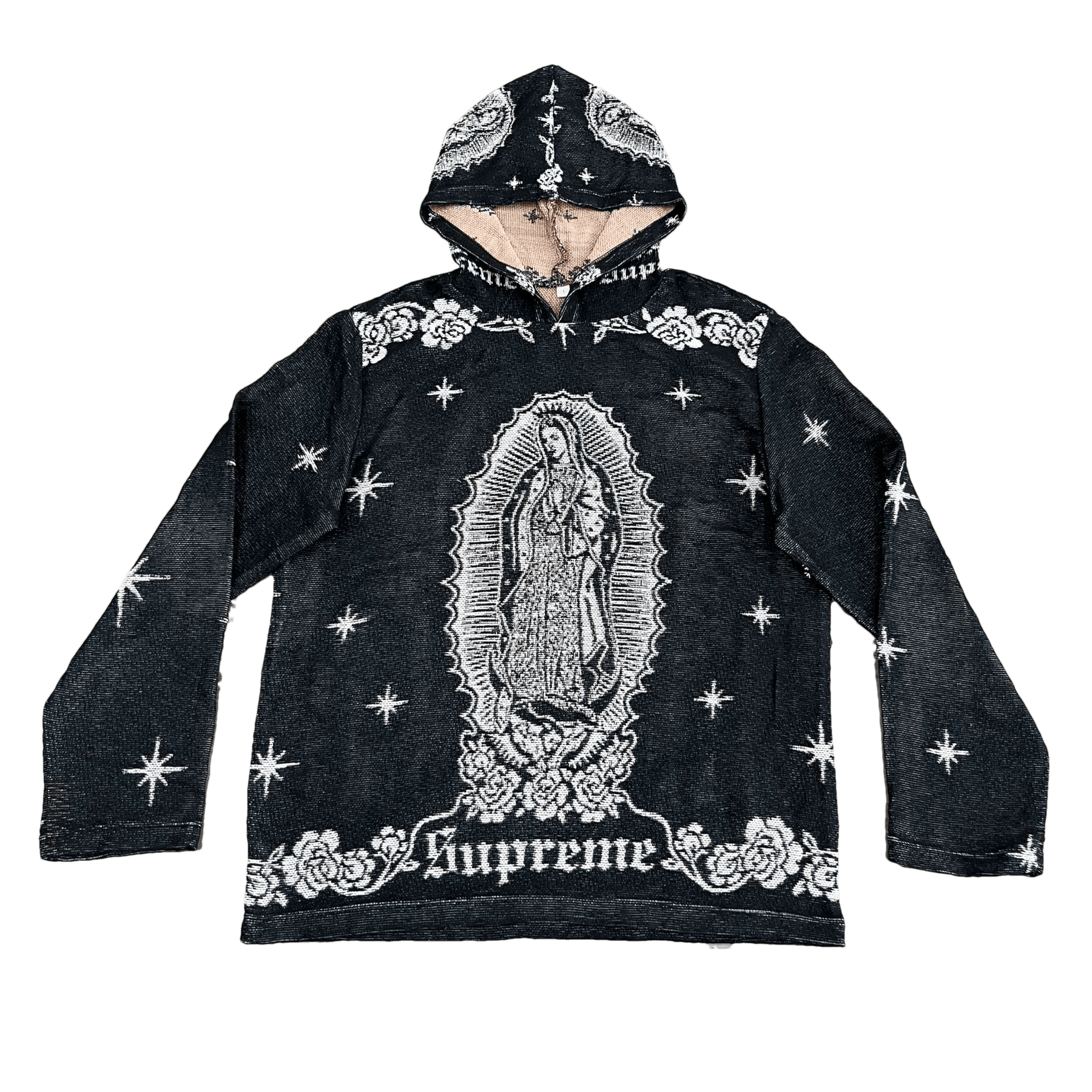 RDMCLOTHINGART tapestry hoodie VIGENCITA BLACK TAPESTRY HOODIE