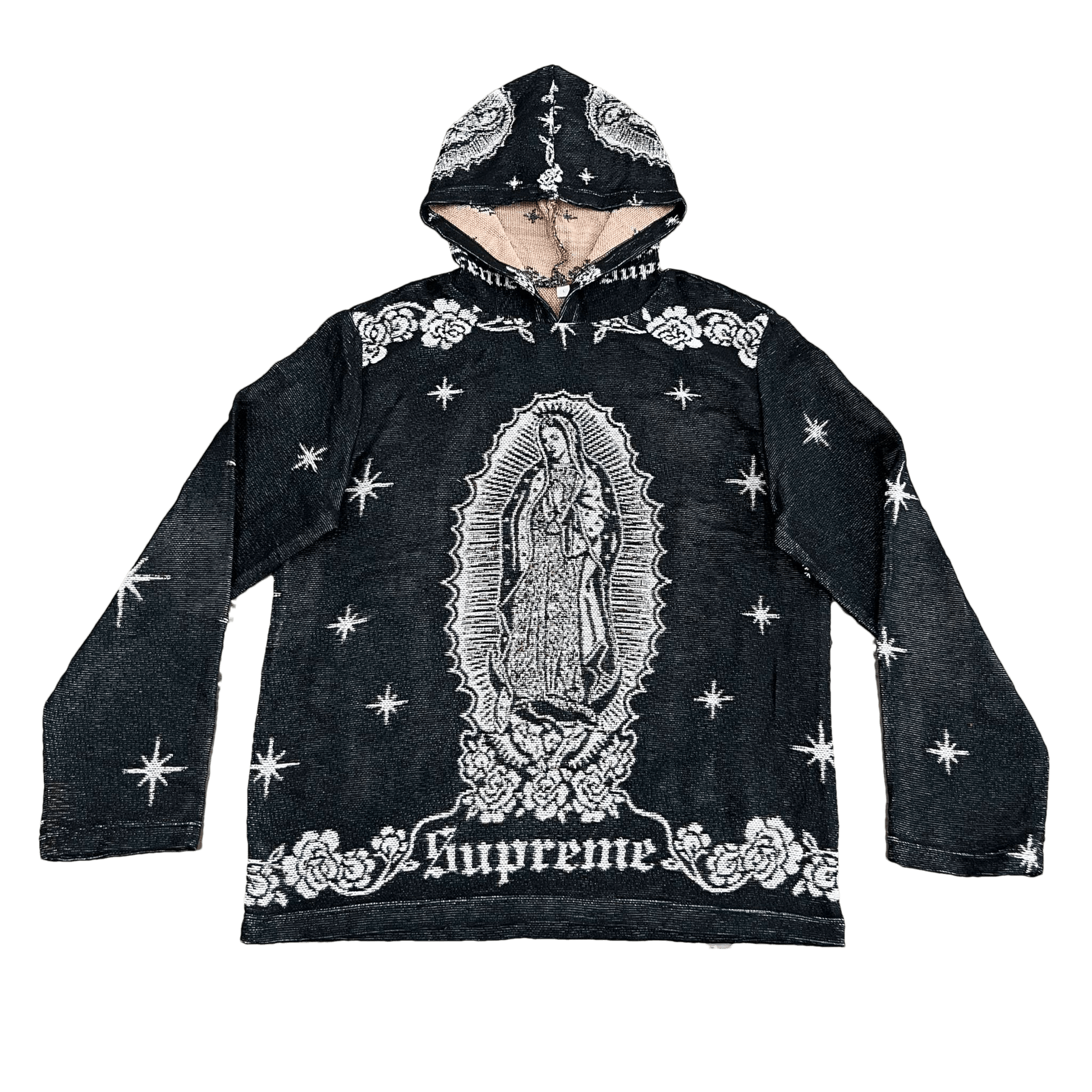 RDMCLOTHINGART tapestry hoodie VIGENCITA BLACK TAPESTRY HOODIE