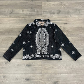 RDMCLOTHINGART tapestry hoodie VIRGENCITA BLACK TAPESTRY JACKET