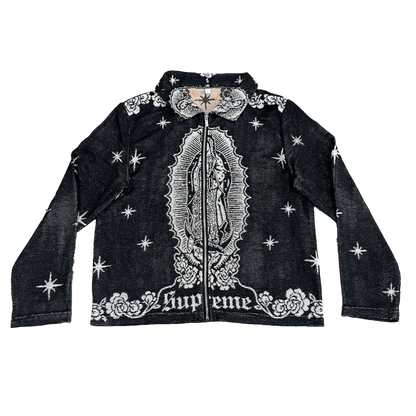 RDMCLOTHINGART tapestry hoodie VIRGENCITA BLACK TAPESTRY JACKET